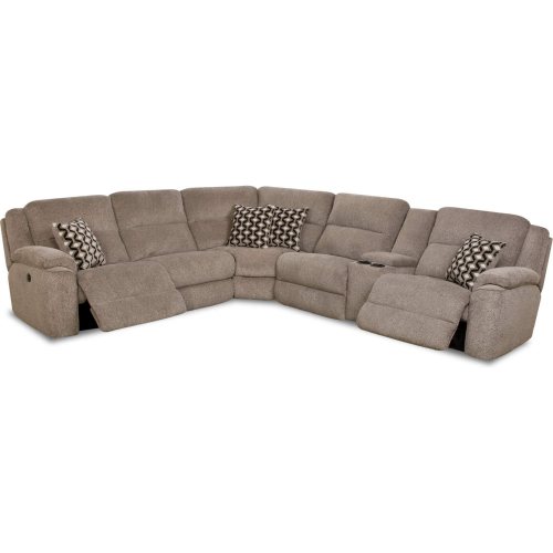 Campbell Power Reclining Sectional Sofa with Right Side Console in Platinum Brown Fabric